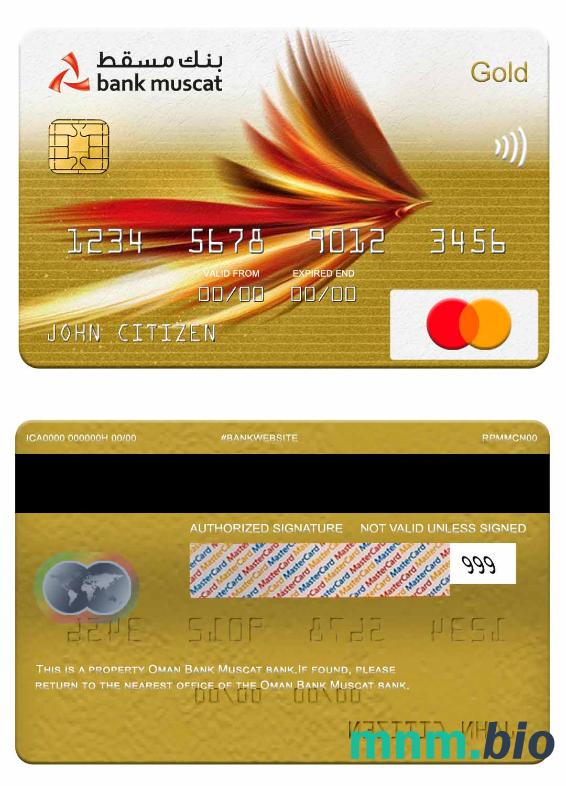 Oman Bank Muscat bank mastercard złoto